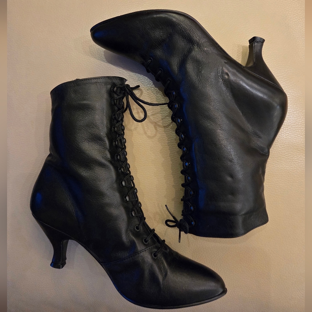 Black Lace-Up Ankle Boots - Picture 10 of 11
